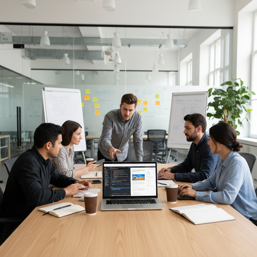 Team arbeitet mit Redaktion an Software‑Lösungen
